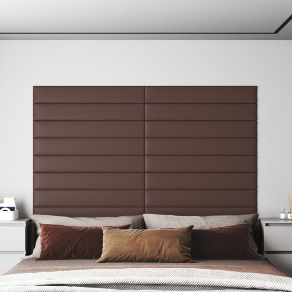 vidaXL Väggpaneler 12 st brun 90x15 cm konstläder 1,62 m² Brun
