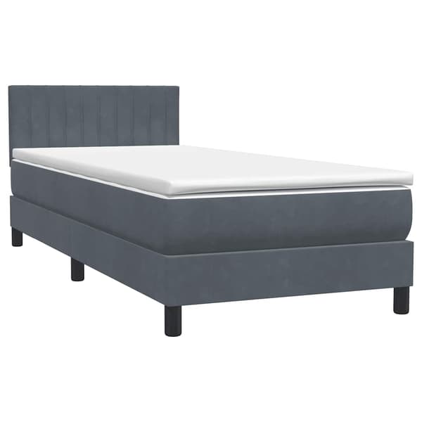 vidaXL Ramsäng med madrass mörkgrå 80x220 cm sammet Grå