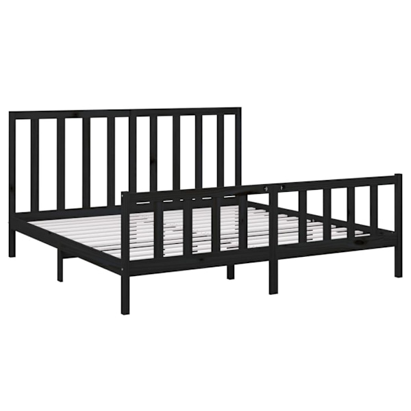 vidaXL Sängram svart massiv furu 200x200 cm Svart