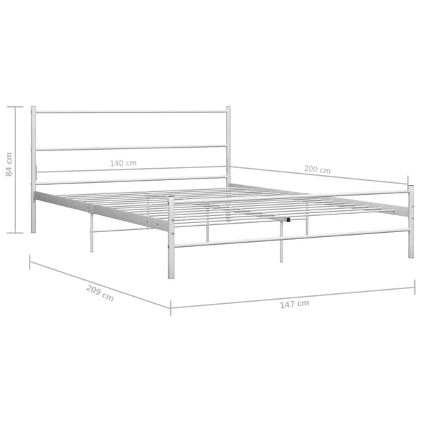 vidaXL Sängram vit metall 140x200 cm Vit