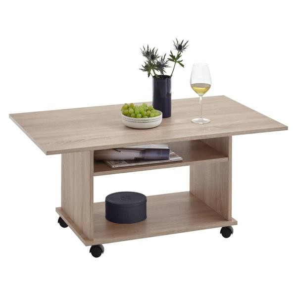 FMD Soffbord med länkhjul ekträ Beige