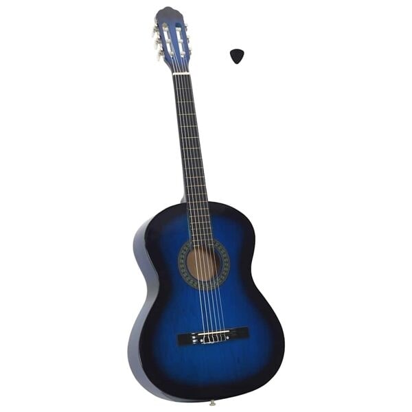 vidaXL Klassisk gitarr för nybörjare blå 4/4 39" amerikansk lind Blå