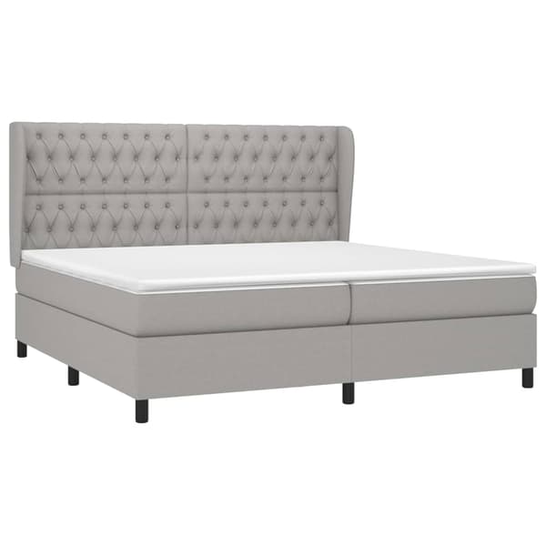 vidaXL Ramsäng med madrass ljusgrå 200x200 cm tyg Grå