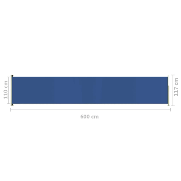 vidaXL Infällbar sidomarkis 117x600 cm blå Blå