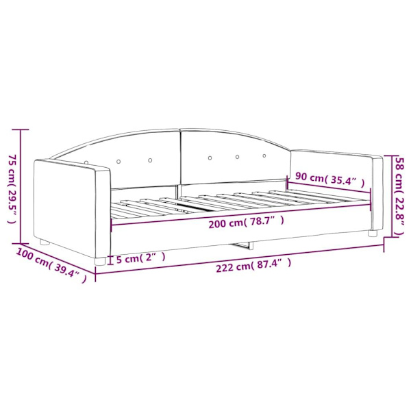 vidaXL Dagbädd ljusgrå 90x200 cm sammet Grå