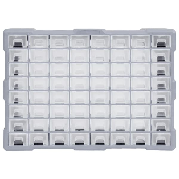 vidaXL Sortimentskåp med 64 lådor 52x16x37,5 cm grå