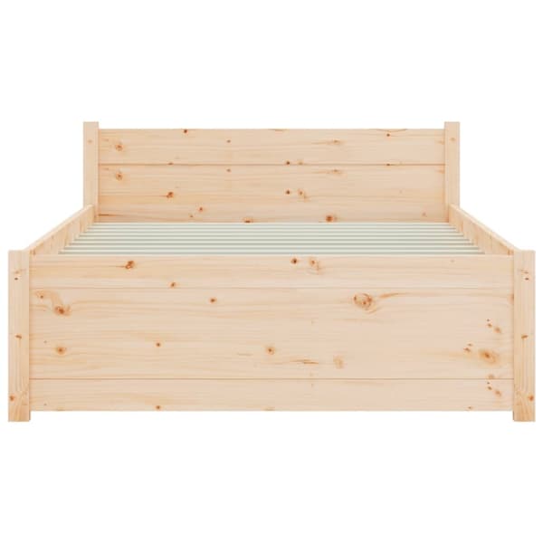 vidaXL Sängram massivt trä 75x190 cm Brun