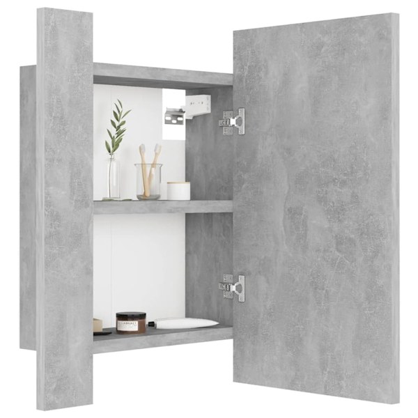 vidaXL Spegelskåp med LED betonggrå 40x12x45 cm akryl grå