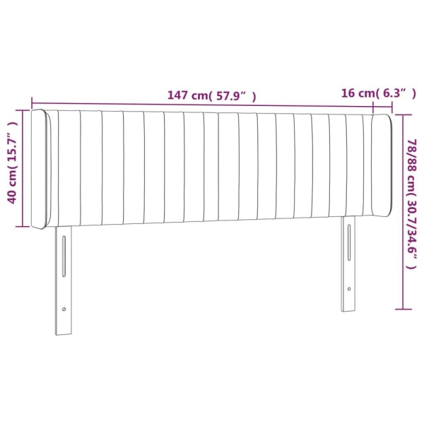 vidaXL Sänggavel LED svart 147x16x78/88 cm tyg Svart