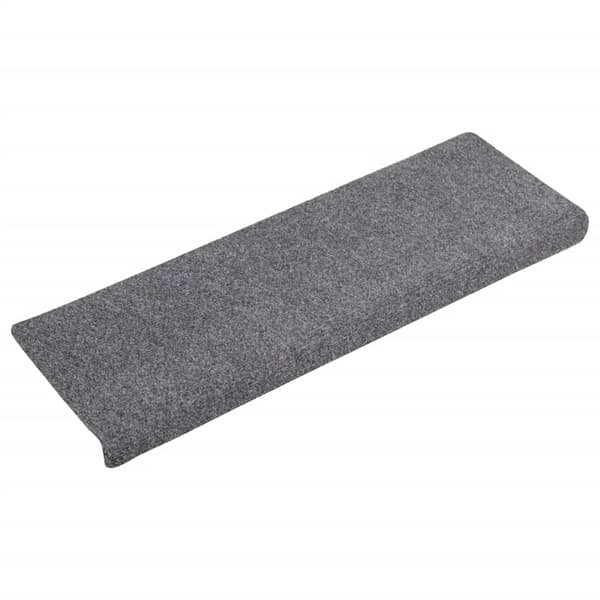 vidaXL Trappmattor självhäftande 15 st 65x21x4 cm ljusgrå rektangulär kant grå