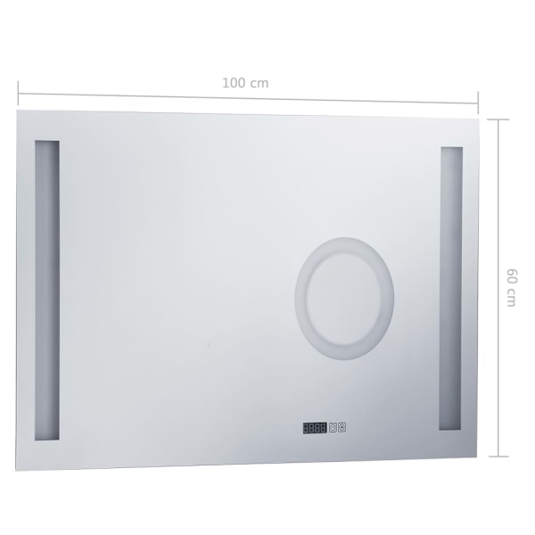 vidaXL Badrumsspegel LED med touch-sensor 100x60 cm Silver