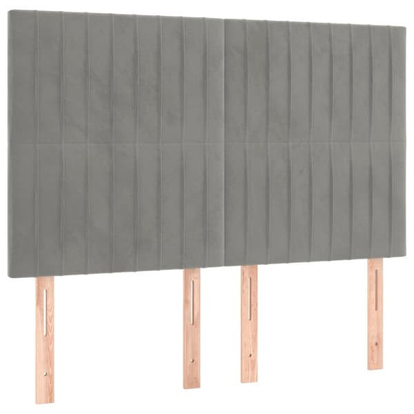 vidaXL Ramsäng med madrass & LED ljusgrå 140x200 cm sammet Grå