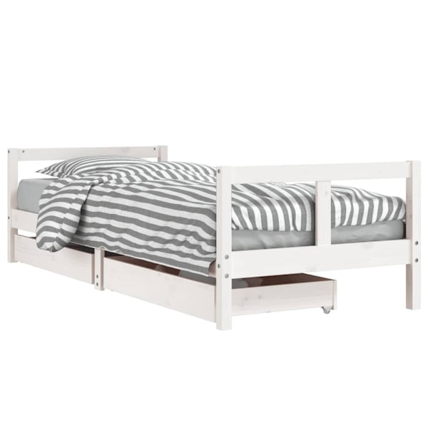vidaXL Sängram för barnsäng m. lådor vit 80x200 cm massiv furu Vit