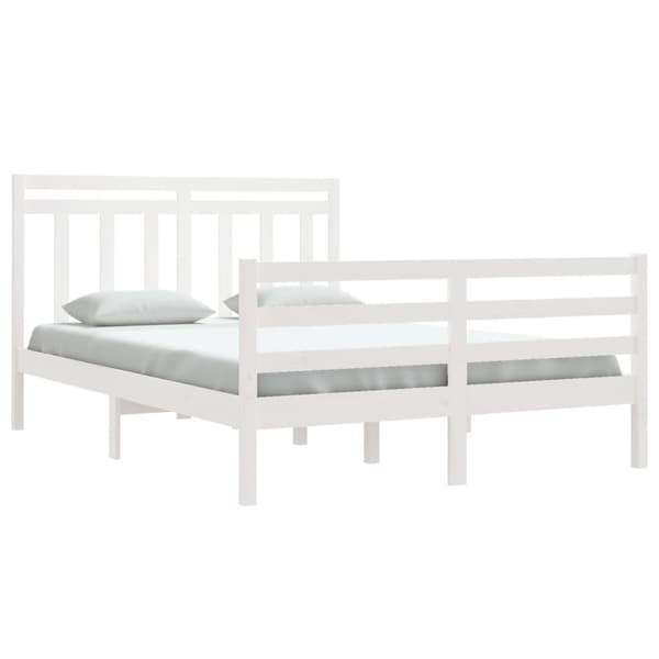 vidaXL Sängram vit massivt trä 140x200 cm Vit