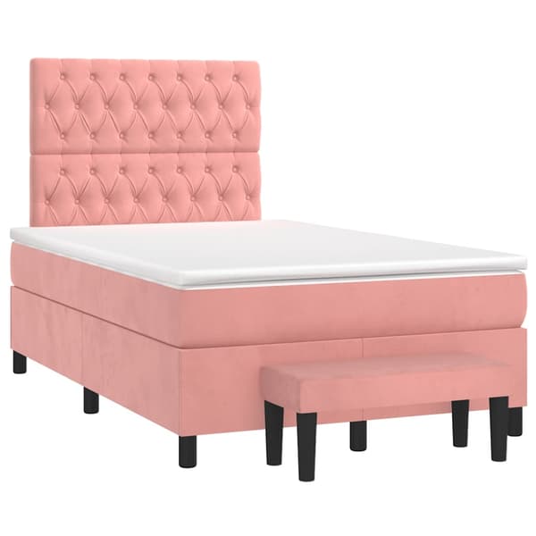 vidaXL Ramsäng med madrass rosa 120x190 cm sammet Rosa
