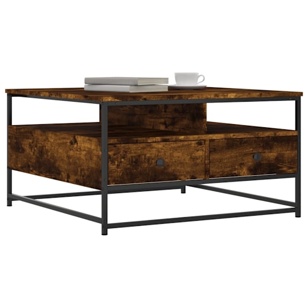 vidaXL Soffbord rökfärgad ek 80x80x45 cm konstruerat trä Brun