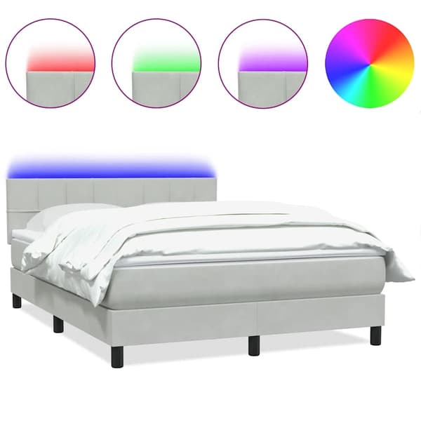 vidaXL Ramsäng med madrass ljusgrå 160x220 cm sammet Grå