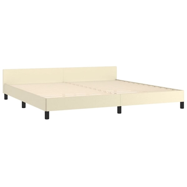 vidaXL Sängram med huvudgavel gräddvit 200x200 cm konstläder Kräm