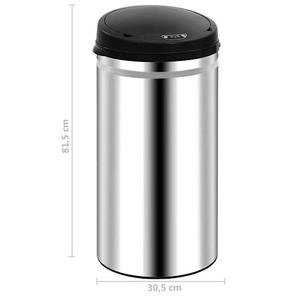 vidaXL Soptunna med automatisk sensor 50 L rostfritt stål Silver