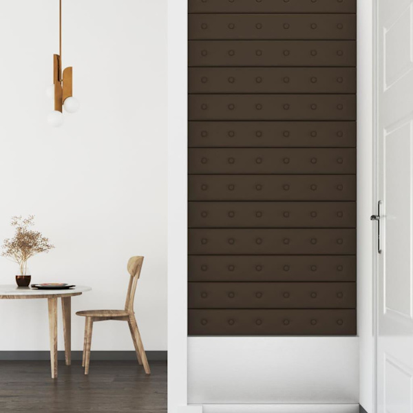 vidaXL Väggpaneler 12 st brun 90x15 cm konstläder 1,62 m² Brun