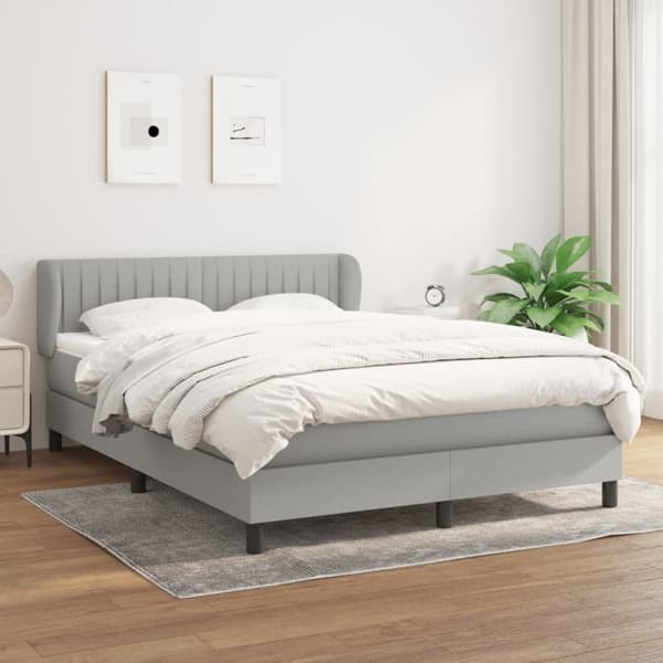 vidaXL Ramsäng med madrass ljusgrå 140x190 cm tyg Grå