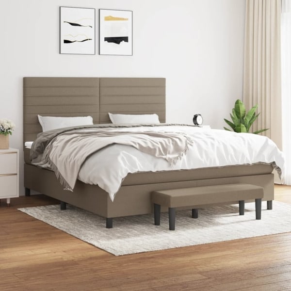 vidaXL Ramsäng med madrass taupe 160x200 cm tyg Taupe