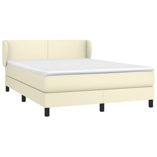 vidaXL Ramsäng med bäddmadrass gräddvit 140x190 cm konstläder Kräm