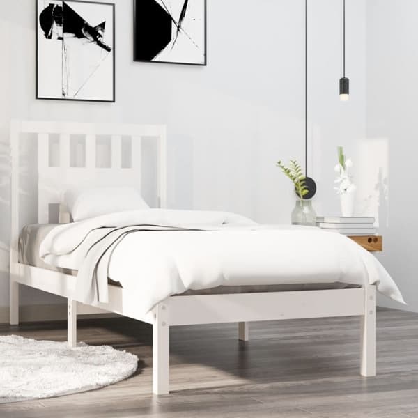vidaXL Sängram vit massivt trä 90x190 cm Vit