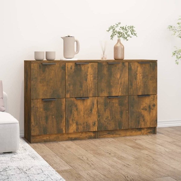 vidaXL Skänkar 2 st rökfärgad ek 60x30x70 cm konstruerat trä Brun