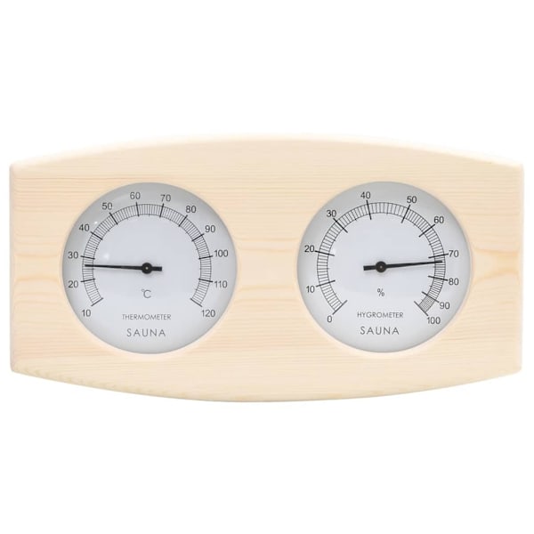 vidaXL 2-i-1 Bastutermometer & hygrometer sandur set massiv furu