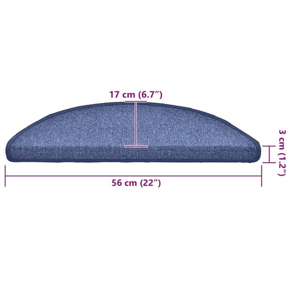 vidaXL Trappmattor 30 st 56x17x3 cm blå halvrunda Blå