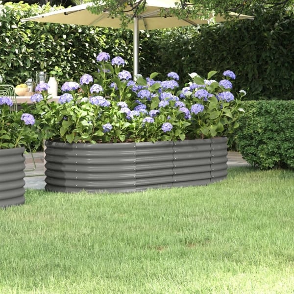 vidaXL Odlingslåda pulverlackerat stål 152x80x36 cm grå Grå
