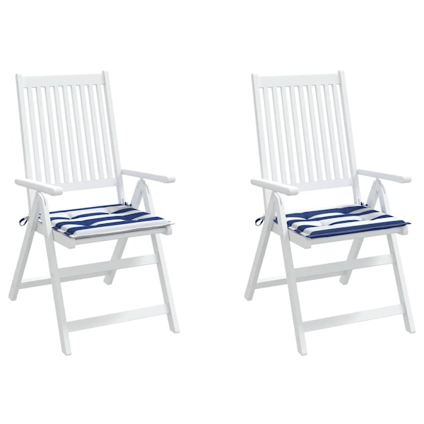 vidaXL Stolsdynor 2 st blå&vit randig 40x40x4 cm tyg Flerfärgsdesign