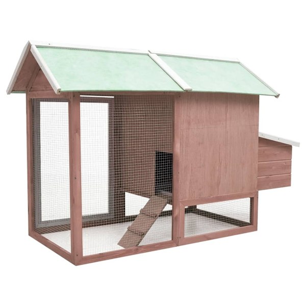 vidaXL Hönshus mocka 170x81x110 cm massiv furu & granträ Grön