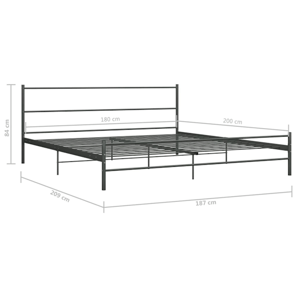 vidaXL Sängram utan madrass grå metall 180x200 cm grå