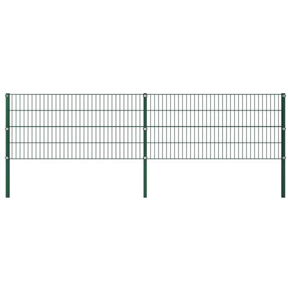 vidaXL Stängselpanel med stolpar järn 3,4x0,8 m grön Grön