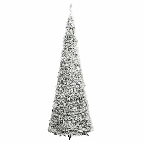 vidaXL Plastgran pop-up med snö 50 LED 120 cm Vit