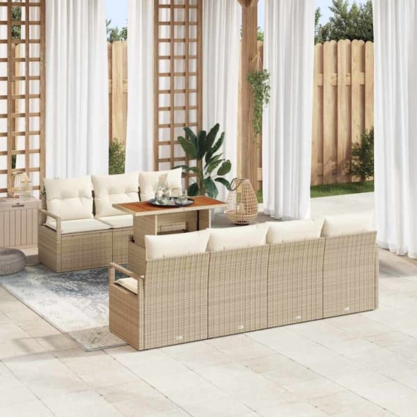 vidaXL Trädgårdsoffset 8 st Beige Poly rattan Beige