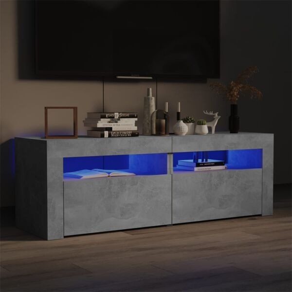 vidaXL TV-bänk med LED-belysning betonggrå 120x35x40 cm grå