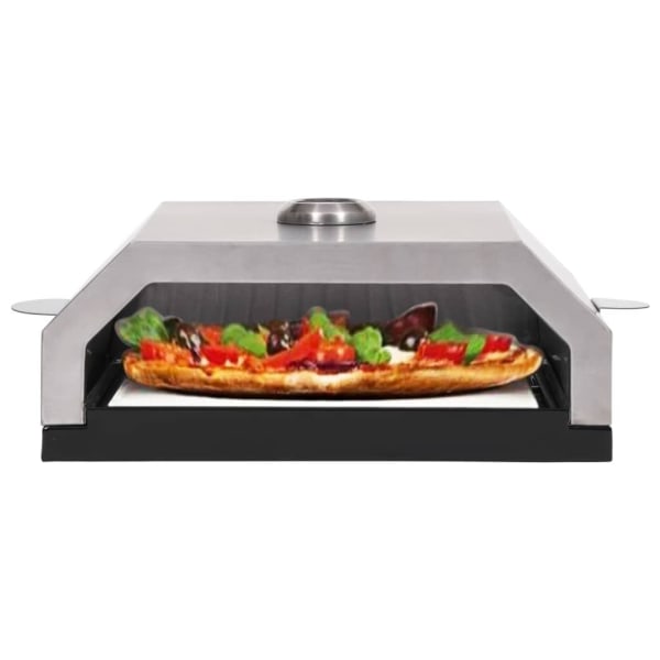 vidaXL Pizzaugn med keramisk sten för gas/kol-grill multifärg