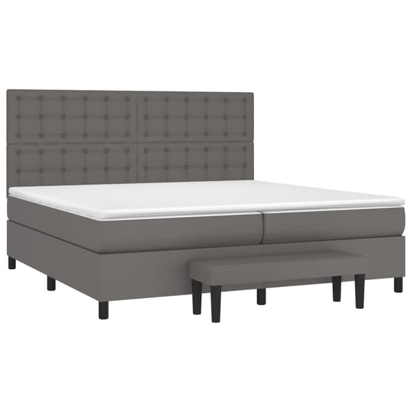 vidaXL Ramsäng med madrass grå 200x200 cm konstläder Grå