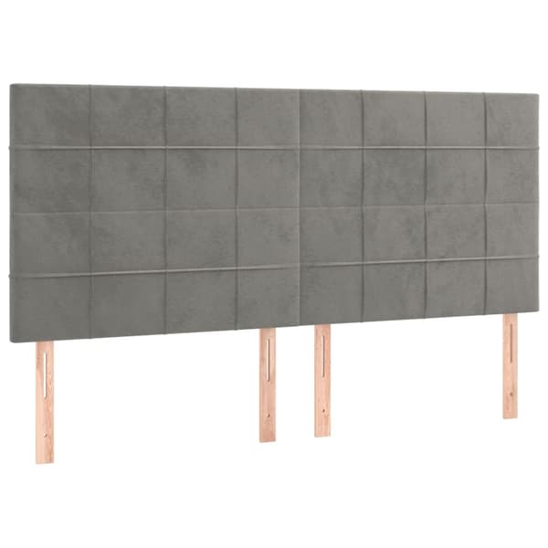 vidaXL Ramsäng med madrass ljusgrå 160x200 cm sammet Grå