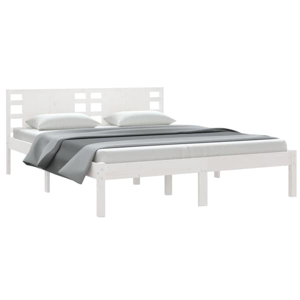 vidaXL Sängram vit massivt trä 150x200 cm Vit