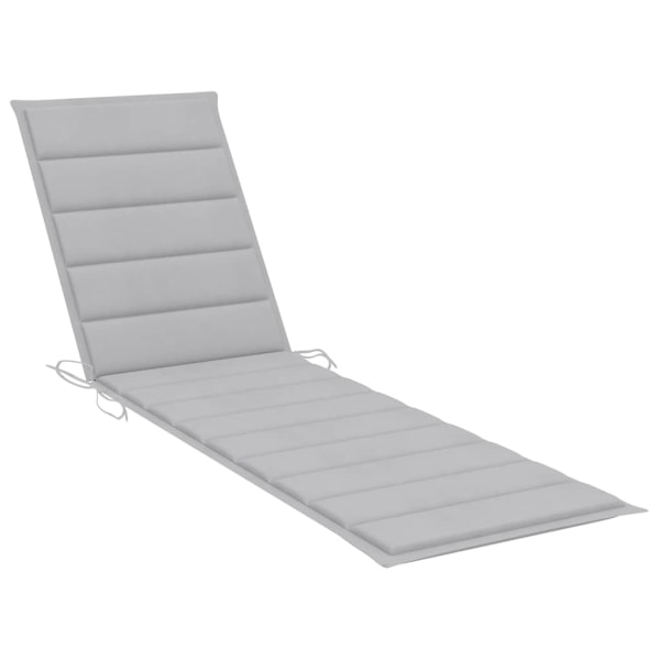 vidaXL Solsäng med bord och dyna massiv teak grå
