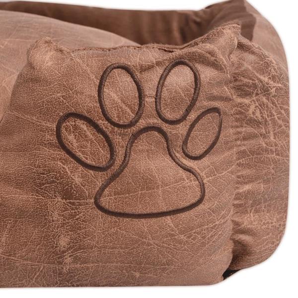 vidaXL Hundbädd med kudde PU konstläder storlek M beige Beige