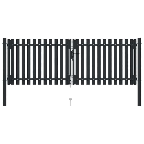 vidaXL Dubbeldörrsgrind stål 300x75 cm antracit Antracit