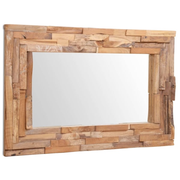 vidaXL Prydnadsspegel teak 90x60 cm rektangulär Brun
