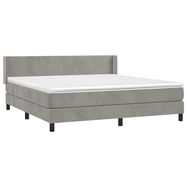 vidaXL Ramsäng med madrass ljusgrå 180x200 cm sammet Grå
