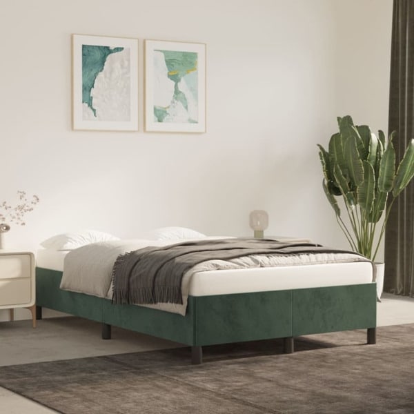 vidaXL Sängram utan madrass mörkgrön 120x200 cm sammet Grön