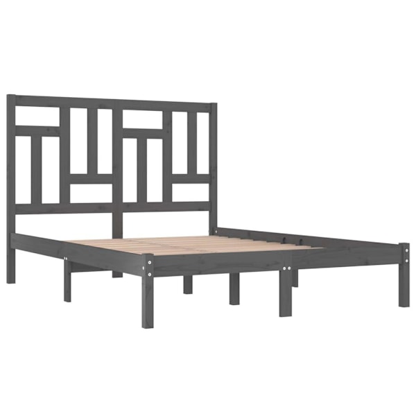 vidaXL Sängram grå massiv furu 200x200 cm Grå